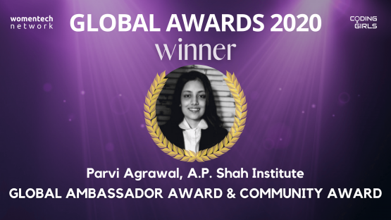 Parvi Agrawal, WomenTech Network Global Ambassador and Community Award 2020